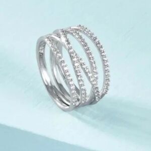 Stella & Dot Stellar Pavé Ring Silver Size 5 NWT